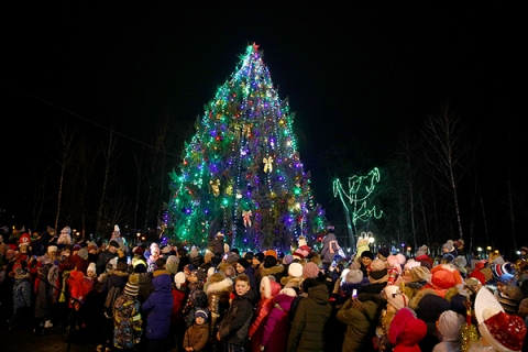 Климовчане зажгли новогодние огни на главной елке города